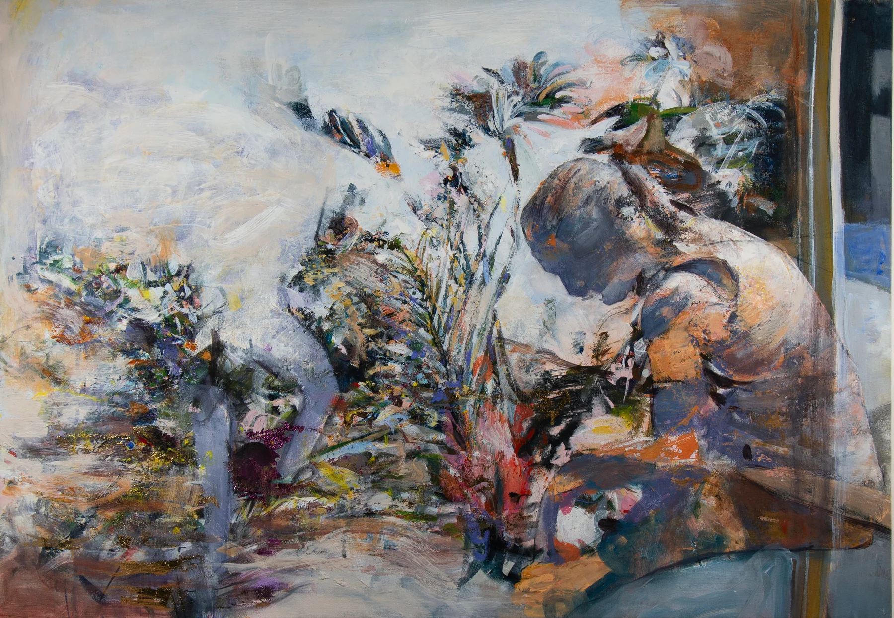 Bowed Head Among the Flowers