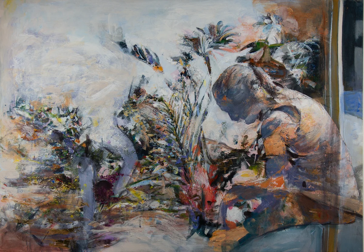 Bowed Head Among the Flowers