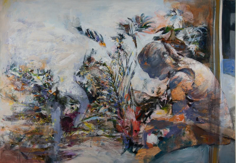 Bowed Head Among the Flowers